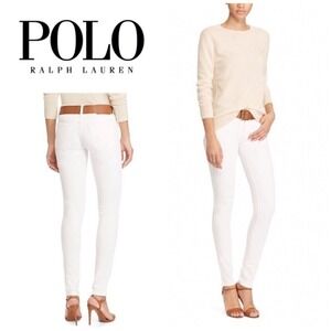 Polo Ralph Lauren Tompkins Skinny Crop White Jean raw‎ size 26 nautical summer